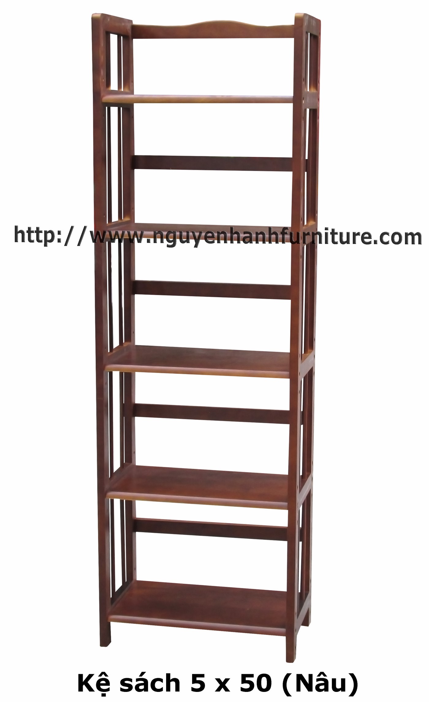 Name product: 5 storey Adjustable Bookshelf 50 (Brown) - Dimensions: 50 x 28 x 157 (H) - Description: Wood natural rubber